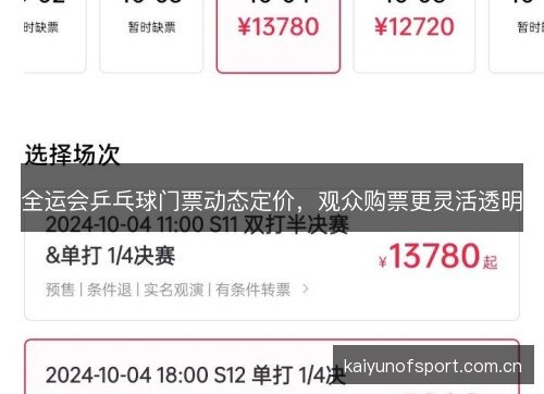 全运会乒乓球门票动态定价,观众购票更灵活透明 全运会乒乓球门票动态定价,观众购票更灵活透明
